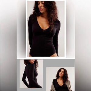 Free People Intimately NWOT Meg Seamless Bodysuit in Black XS/S